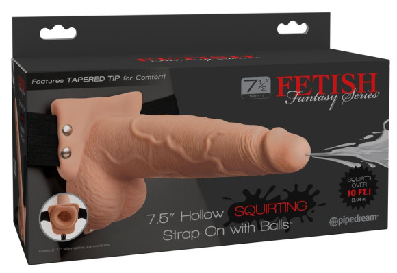 Телесный полый страпон с имитацией эякуляции 7.5 Hollow Squirting Strap-On with Balls - 21,6 см. Телесный полый страпон с имитацией эякуляции 7.5 Hollow Squirting Strap-On with Balls - 21,6 см.