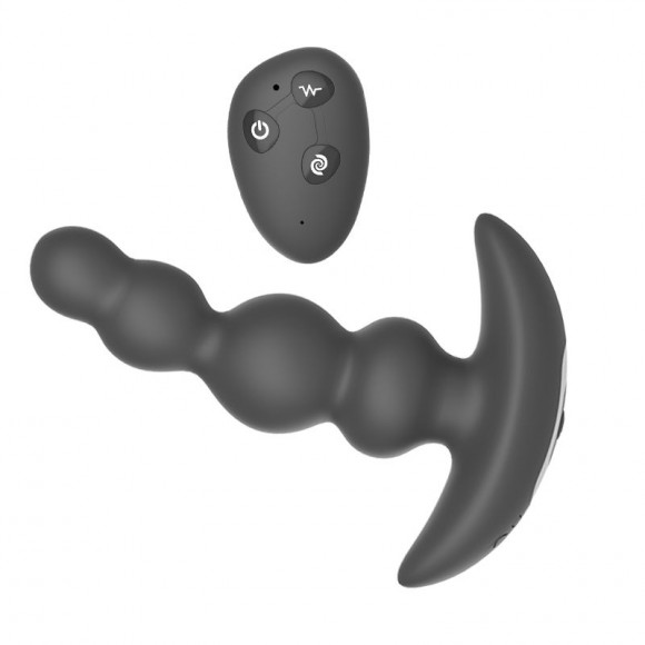 Черная виброёлочка с ротацией и пультом ДУ Luke - 13,3 см. Черная виброёлочка с ротацией и пультом ДУ Luke - 13,3 см.