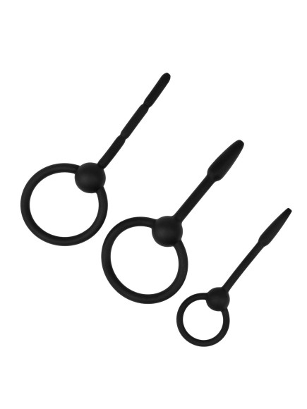 Набор из 3 черных уретральных массажеров Spin