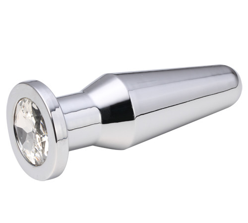 Серебристая втулка с прозрачным кристаллом - 10,2 см.