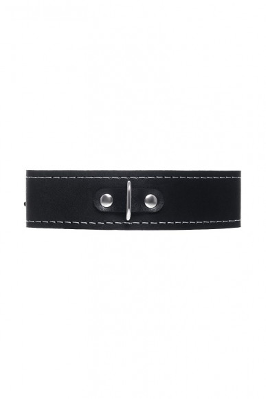 Черный кожаный ошейник-чокер с поводком Черный кожаный ошейник-чокер с поводком