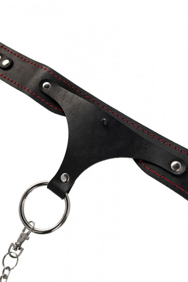 Черный высокий ошейник с поводком Черный высокий ошейник с поводком