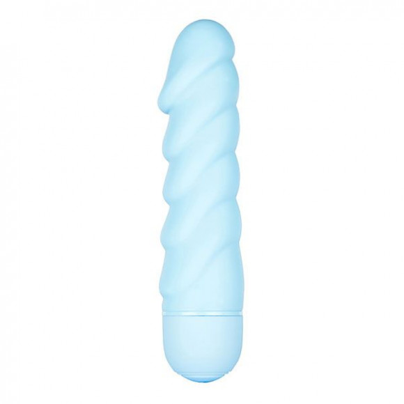 Голубой вибратор со спиралевидным рельефом SEE YOU FLEXIBLE - 15 см.