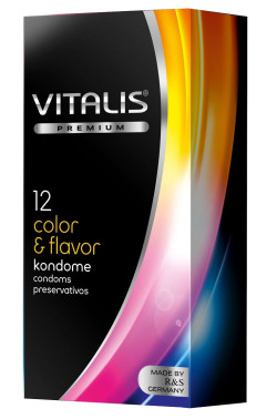 Цветные ароматизированные презервативы VITALIS PREMIUM color & flavor - 12 шт. Цветные ароматизированные презервативы VITALIS PREMIUM color & flavor - 12 шт.