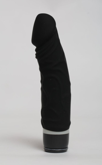 Чёрный силиконовый вибратор-реалистик - 19,5 см. Чёрный силиконовый вибратор-реалистик - 19,5 см.