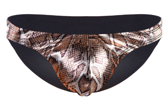Мужские трусы-слипы со змеиным принтом на передней части Мужские трусы-слипы со змеиным принтом на передней части