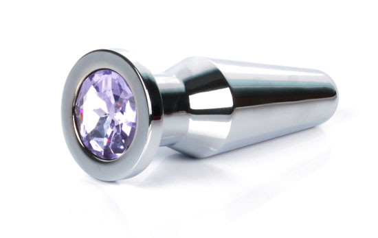 Серебристая втулка с светло-фиолетовым кристаллом - 10,2 см. Серебристая втулка с светло-фиолетовым кристаллом - 10,2 см.