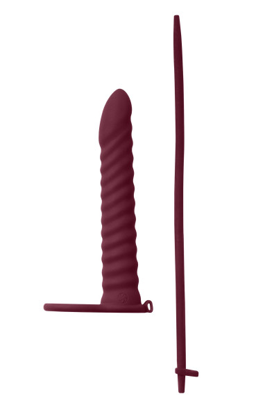 Бордовая вибронасадка для двойного проникновения Rori - 17 см.