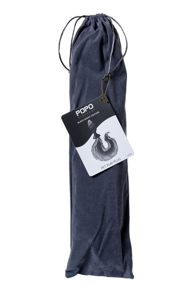 Черная анальная втулка с хвостом чернобурой лисы - размер М Черная анальная втулка с хвостом чернобурой лисы - размер М