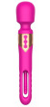 Розовый двусторонний wand-вибратор с функцией фингеринга - 26 см.
