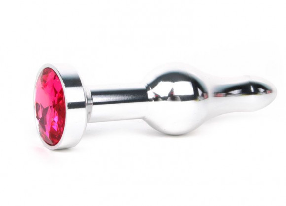 Удлиненная шарикообразная серебристая анальная втулка с малиновым кристаллом - 10,3 см. Удлиненная шарикообразная серебристая анальная втулка с малиновым кристаллом - 10,3 см.