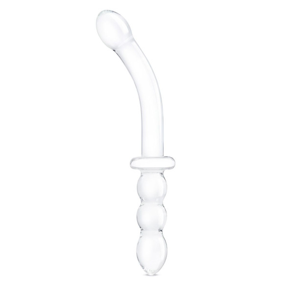 Прозрачный ребристый двусторонний стимулятор Ribbed G-Spot - 20 см. Прозрачный ребристый двусторонний стимулятор Ribbed G-Spot - 20 см.